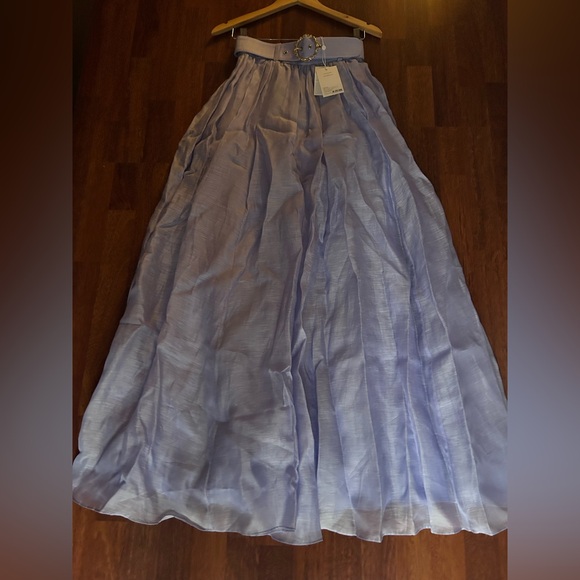 NWT Zimmermann Belted Linen Organza Maxi in Periwinkle Skirt 0 US4 - Picture 8 of 16
